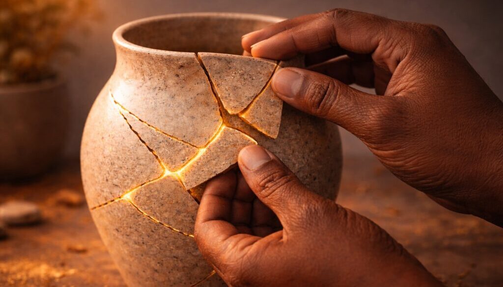 2 Broken vessel being mended